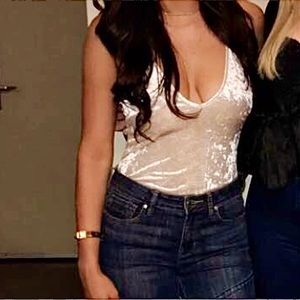 Nude velvet body suit